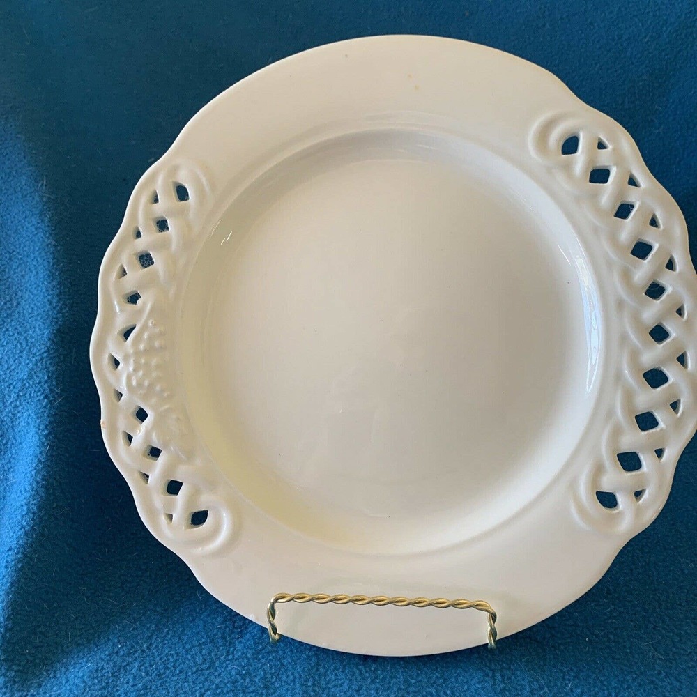 (2) Pier 1 Imports Plates, Vintage, White, Made in Italy, Handcrafted plate